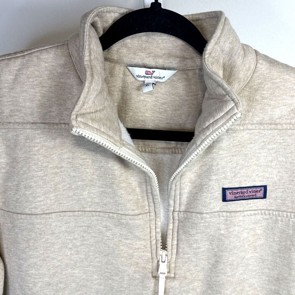 Vineyard Vines Quarter-Zip Fleece Sweatshirt - XL Women’s Oatmeal Natural
